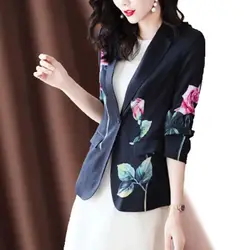 Casual Turn-down Collar Button Printing Blazer Women's Clothing 2022 Autumn New Office Lady Coat Fashion All-match Suits