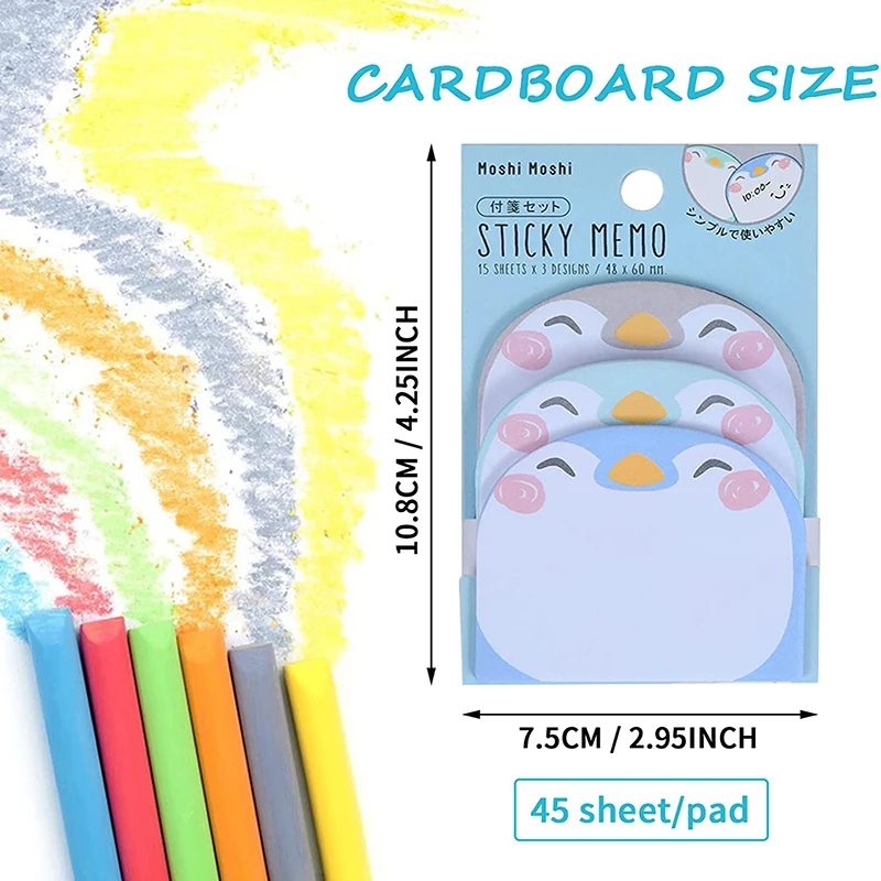 45sheets Cartoon Sticky Notes Self-Stick Memo Pads Notepads Students Planner Notebook Sticker Sticky Pads kawaii School Supplies