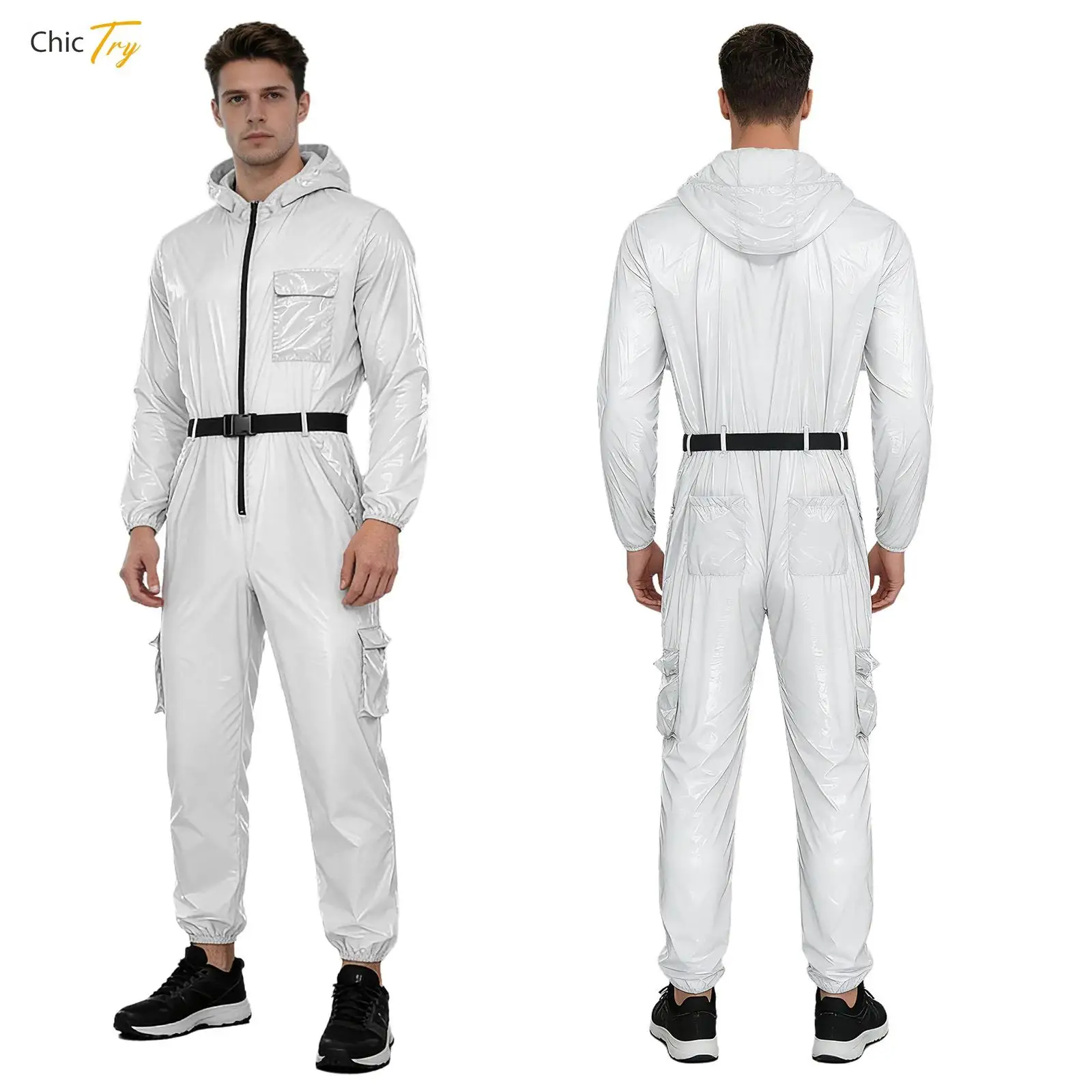 Adult Men Safety Clothing Water Resistant Coveralls Mechanic Workshop Uniform Long Sleeves Front Zipper Hooded Overalls Jumpsuit