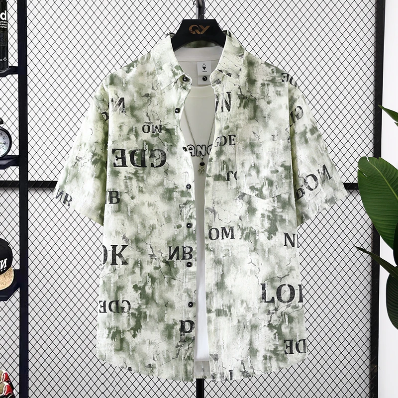 

00% Pure Cotton ort Sve irt Men's Casual Loose Dyed irt f Sve Summer Faionable Trendy Breathable Regular Fit