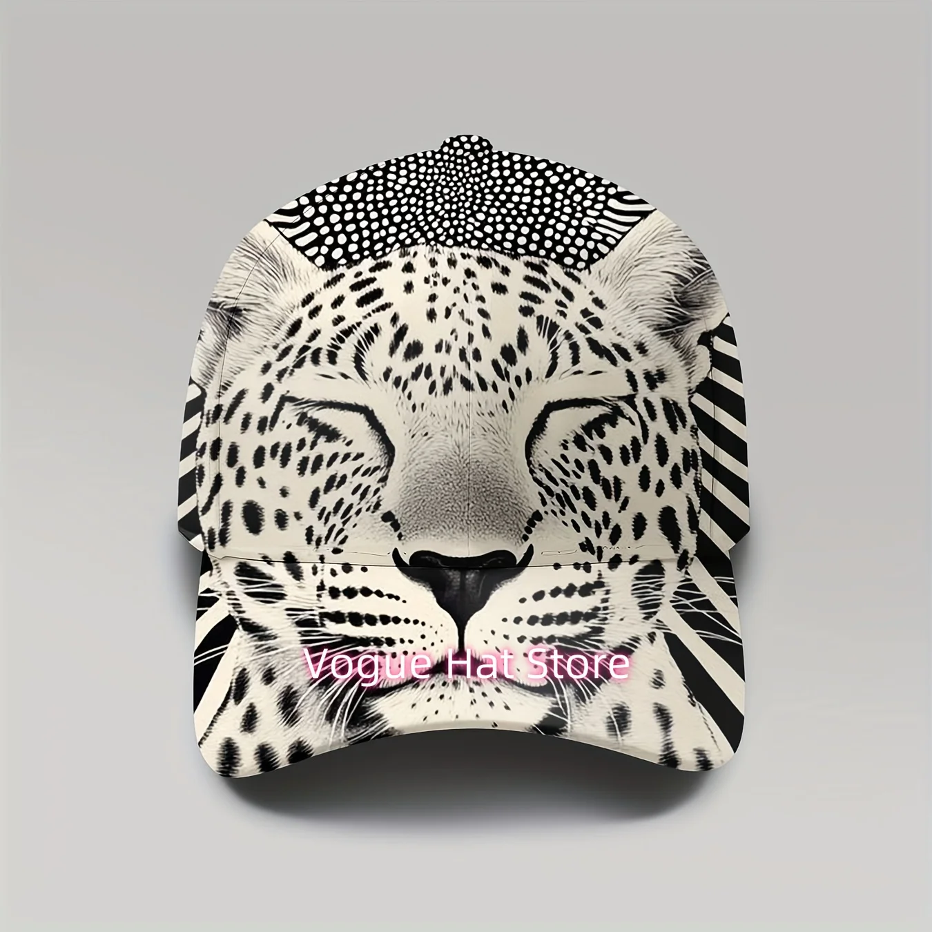 1pc, Abstract Leopard Print Baseball Cap, Wild Animal Pattern, Unisex,, Breathable, Adjustable, Trendy Streetwear Style