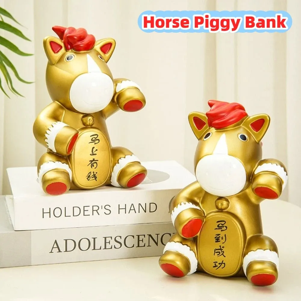 

Practical Animal Horse Piggy Bank Zodiac Theme Gold Coin Saving Box Good Luck Decorative Horse Money Jar Festive Occasions