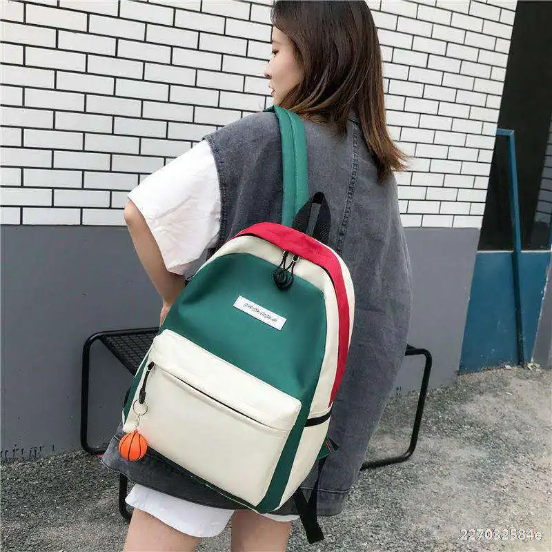 2022 New 4Pcs/Set Canvas School Bags Nylon Women Backpacks Child Student Shoulder Tote Bag Trend Female Bolsas