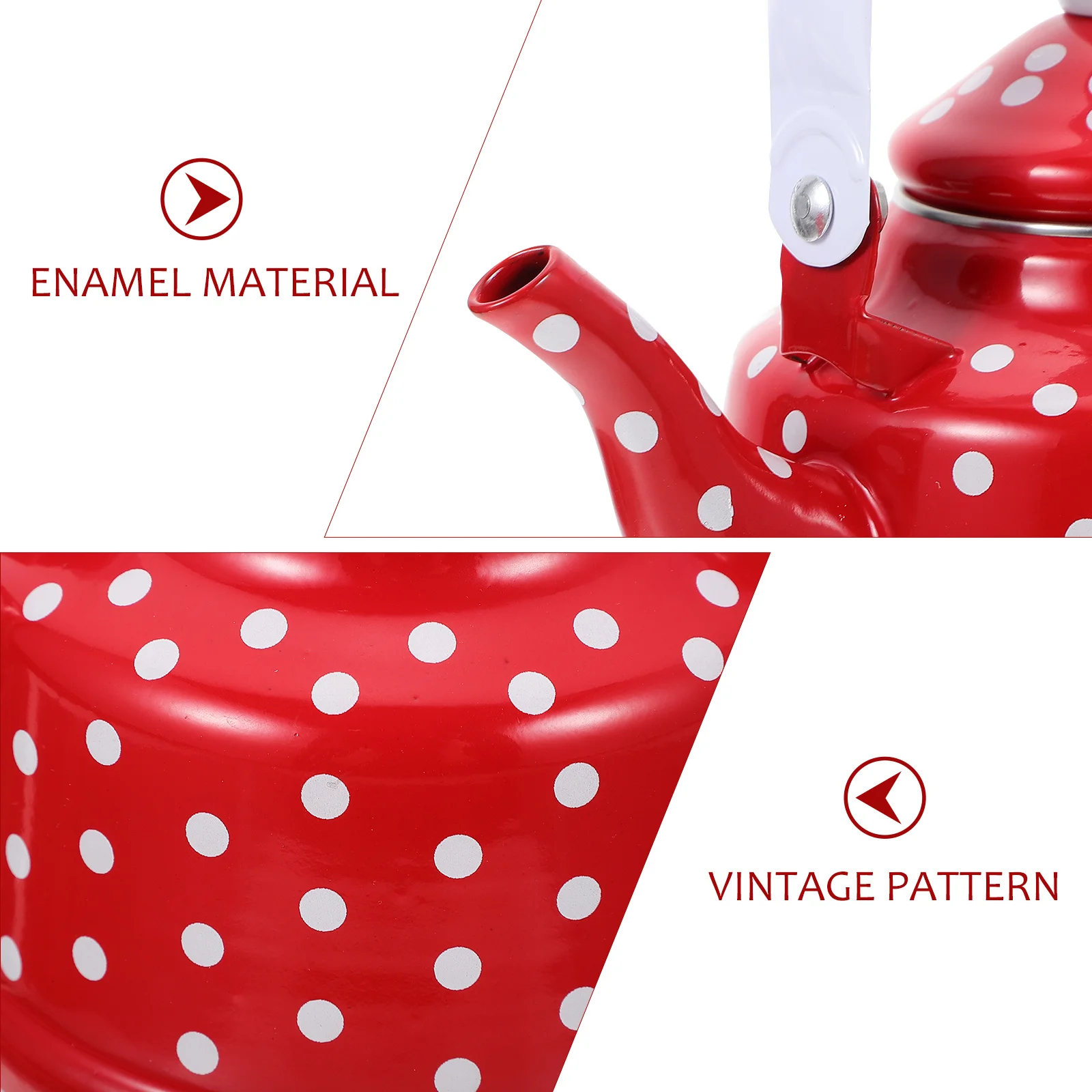 

Enamel Teapot Vintage Heating Water Kettle Easy Hold Comfortable Handle Retro Practical Kitchen Tea Serving Pot