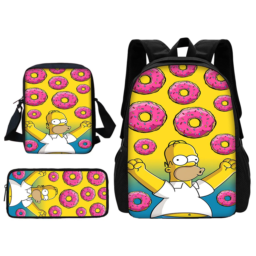  Funny Cartoon Homer S-simpson Family School Bag For Boy Girls with Shoulder Bags Pencil box Cartoon Backpack for Child