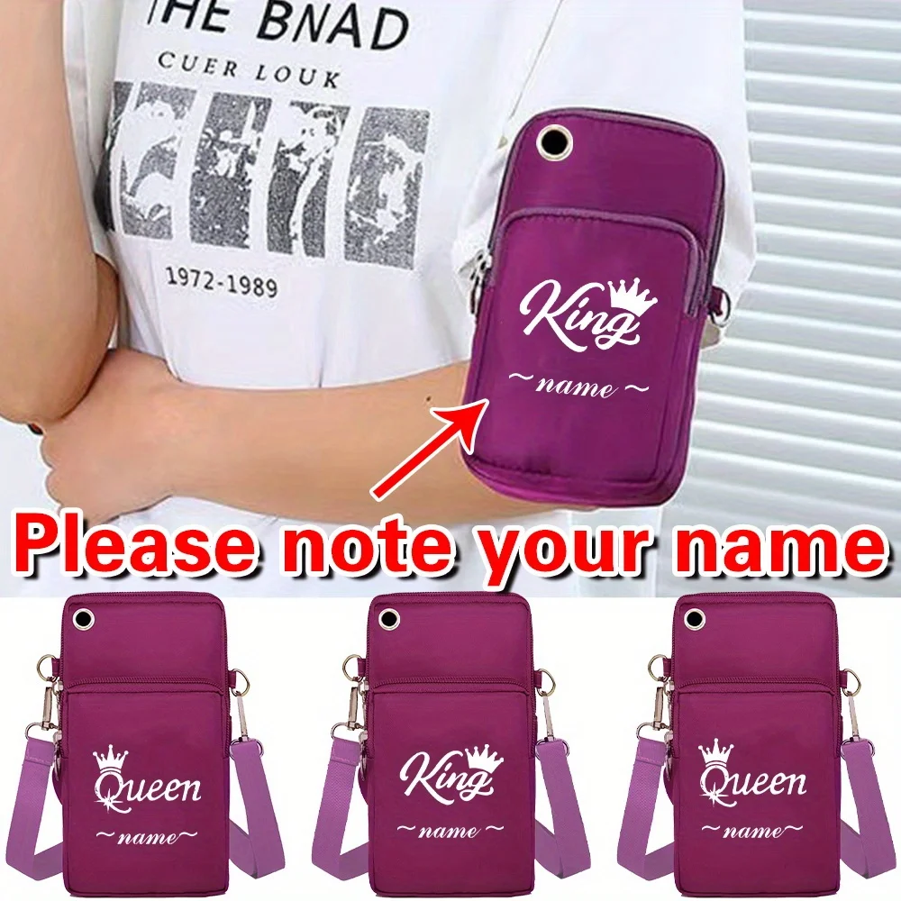 

Personalized Customization Name Purple Mobile Phone Bag Sports Arm Bag Luggage Strap Crossbody Bag Handbag