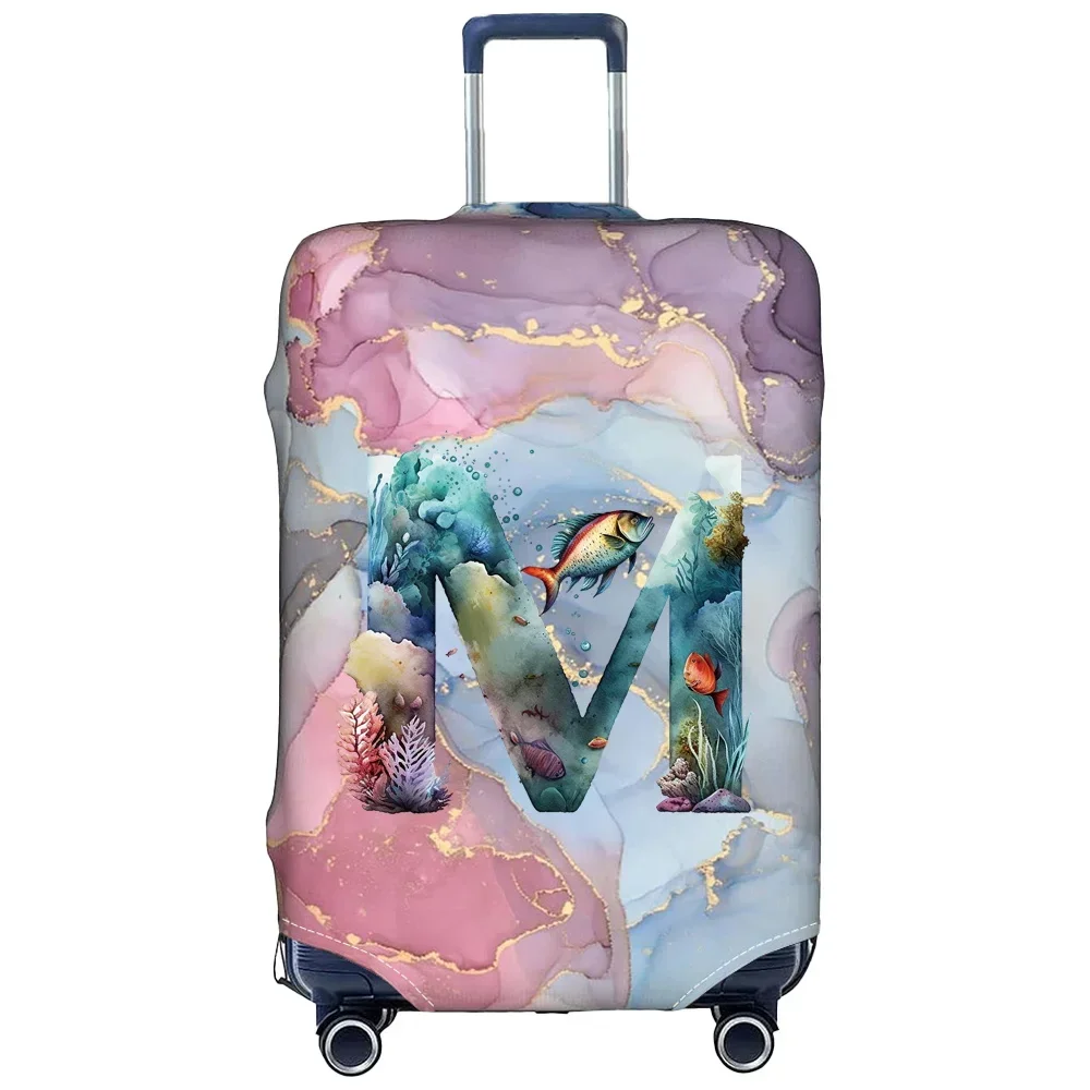 travel Thick Elastic Luggage cover suitcase Protective Covers Baggage Case Cove for 18-32Inch Suitcases print fish letter series