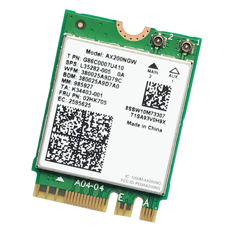 Network Card Wifi Card AX200 AX200NGW M.2 NGFF Bluetooth 5.0 Wifi 6 2.4G/5G 802.11Ac/Ax
