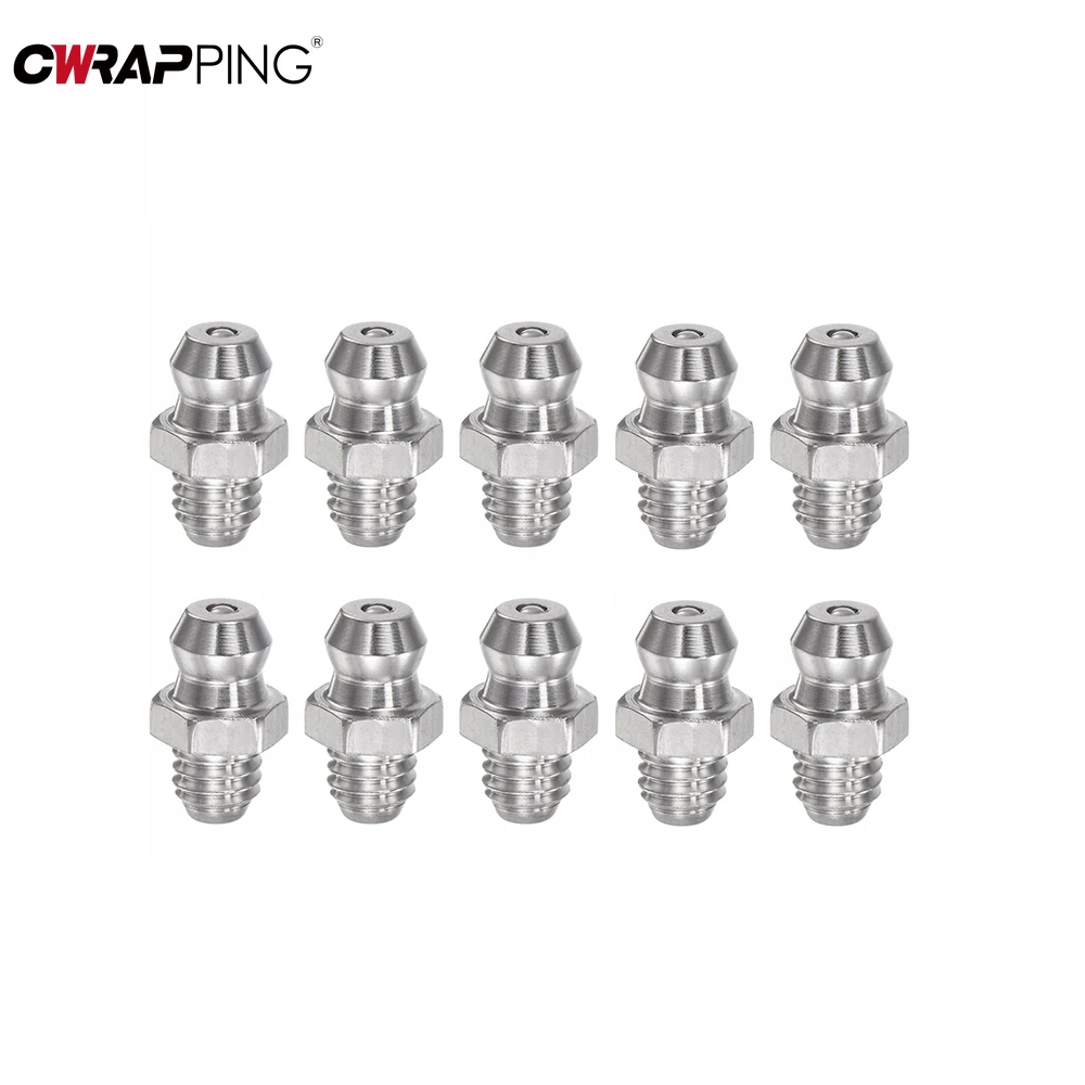 10/20PCS Grease Gun Coupler Steel Connector Fittings Grease Nipple Straight Hydraulic Grease Fitting Nipple for  Auto Tool