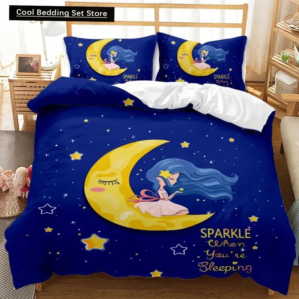 

Moon Duvet Cover Cartoon Moon Stars for Toddler Boys Girls Bedding Set Bedclothes Double Queen King Size Polyester Qulit Cover