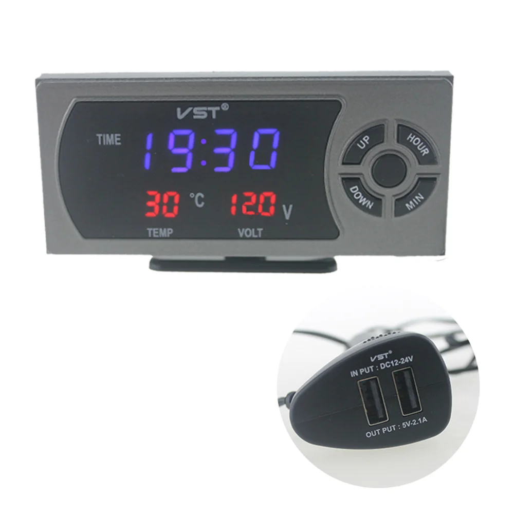 

3 in 1 12-24V Car Vehicle LED Digital Clock Thermometer Voltmeter Electronic Voltage Thermometer Clock