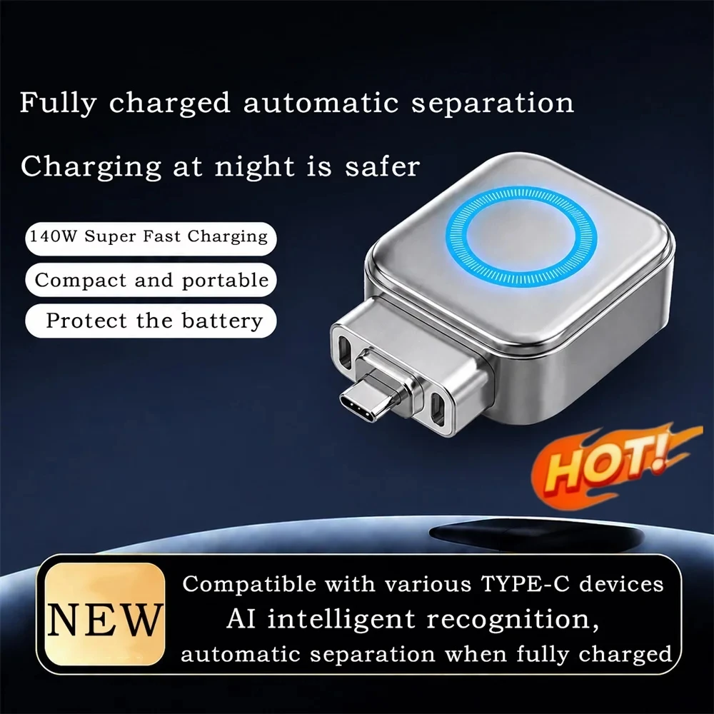 Nuevo Convertidor de Carga Rápida Tipo-C de 140W 2026, Separador Inteligente de Carga Completa, Apagado Automático, Adaptador de Carga Seguro para Pasar la Noche Cargando