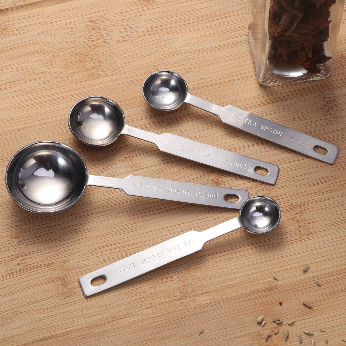 

4Pcs Baking Measuring Spoons Stainless Steel Heat Resistant Kitchen Cooking Essential Set Silver Multiple Sizes
