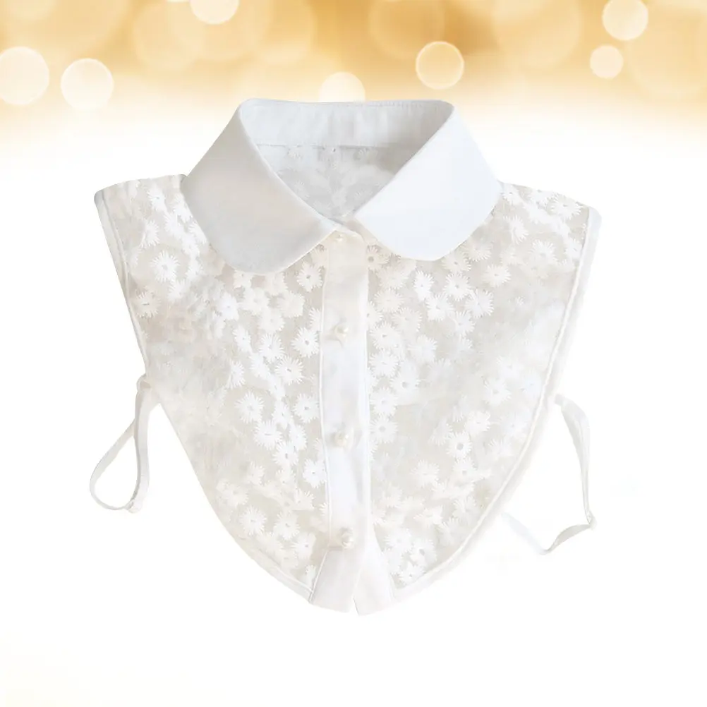 

Кружевной съемный воротник для женщин, с цветочным узором, из хлопка, имитация воротника-поло, аксессуар для одежды, модный, для вечеринок, свадеб, офиса