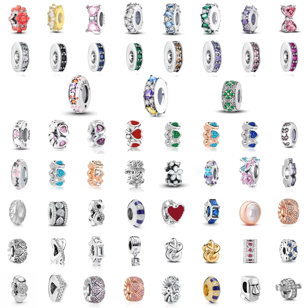 

Серебряные бусины-разделители 925 пробы с блестящими цирконами, подвески в форме сердца и цветка, для самостоятельного изготовления женских украшений, подарок, подходят для оригинальных браслетов, аксессуары, кулоны.