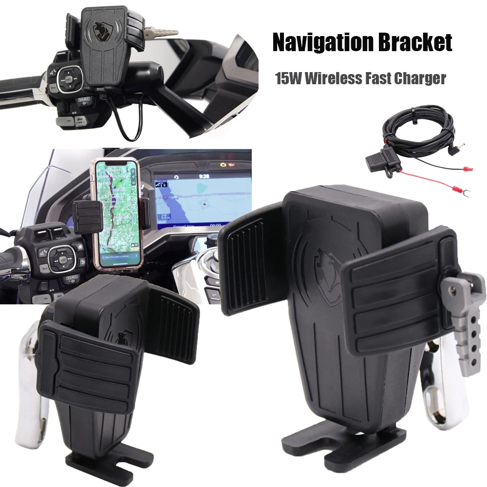 

15W Wireless Charger Motorcycle Mobile Phone Bracket Holder Support Stand For Gold Wing Tour DCT Airbag GL1800 F6B 2018-2020