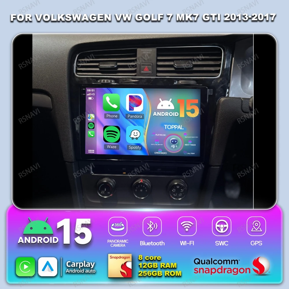 

Android 15 Car Radio For Volkswagen VW Golf 7 MK7 GTI 2013-2017 DVD QLED Autoradio 4G LTE Stereo 5G WIFI DSP Head Unit GPS BT