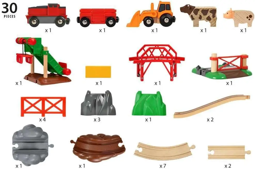 33984 Animal Farm Set - Engaging Wooden Toy Train Set for Kids | Enhances Motor Skills | FSC-Certified Wood | Ideal for Ages 3 a