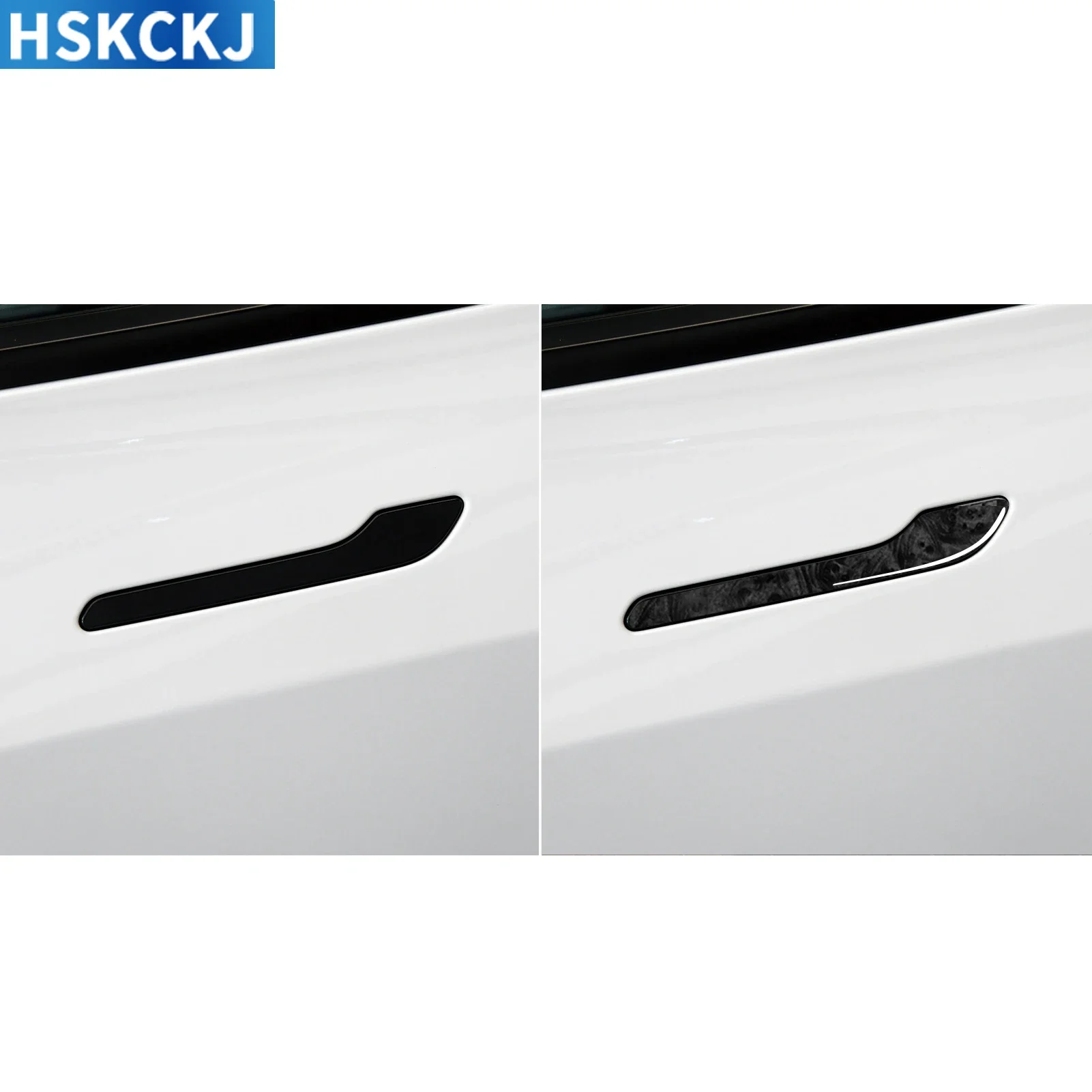 For Tesla Model Y 2020+ For Model 3 2017—2022 Wood Grain Car Accessories Door Outer Puller Panel Cover Trim Decoration Sticker - view 3