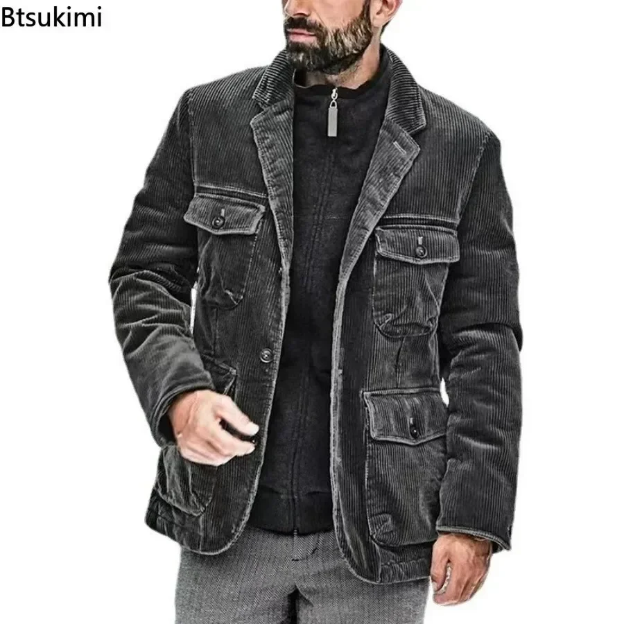 2024 Men\'s Spring Autumn Casual Coat Jacket Fashion Solid Jacket Male Top Single Breasted Outerwear Coats Chamarras Para Hombre