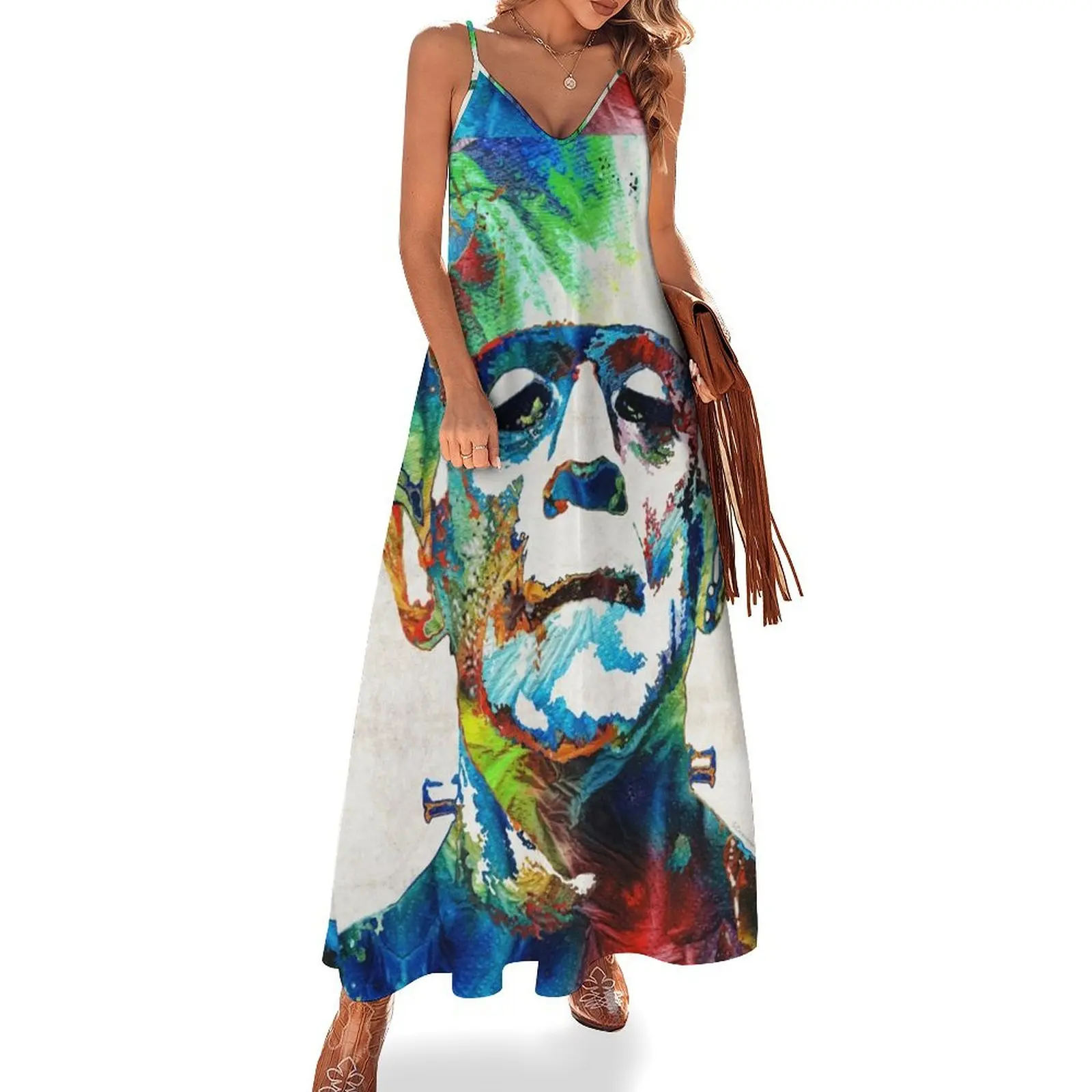 

Frankenstein Art - Colorful Monster - By Sharon Cummings Sleeveless Dress evening dress ladies dress women elegant luxury