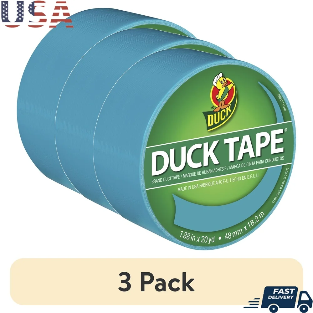 3 팩 아쿠아 덕트 테이프 다목적 고강도 접착 공예 테이프 쉽게 찢어지는 내구성 실내 실외 사용 각 20 야드
