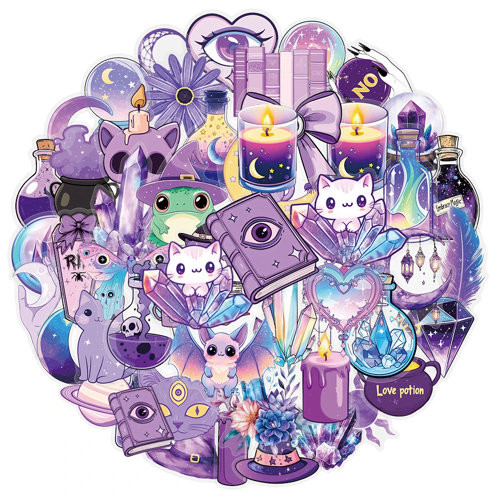 

10/30/50pcs Transparent Magic Witch Pharmacist Graffiti Stickers for Phone CarStationery Waterproof Retro Aesthetic Sticker