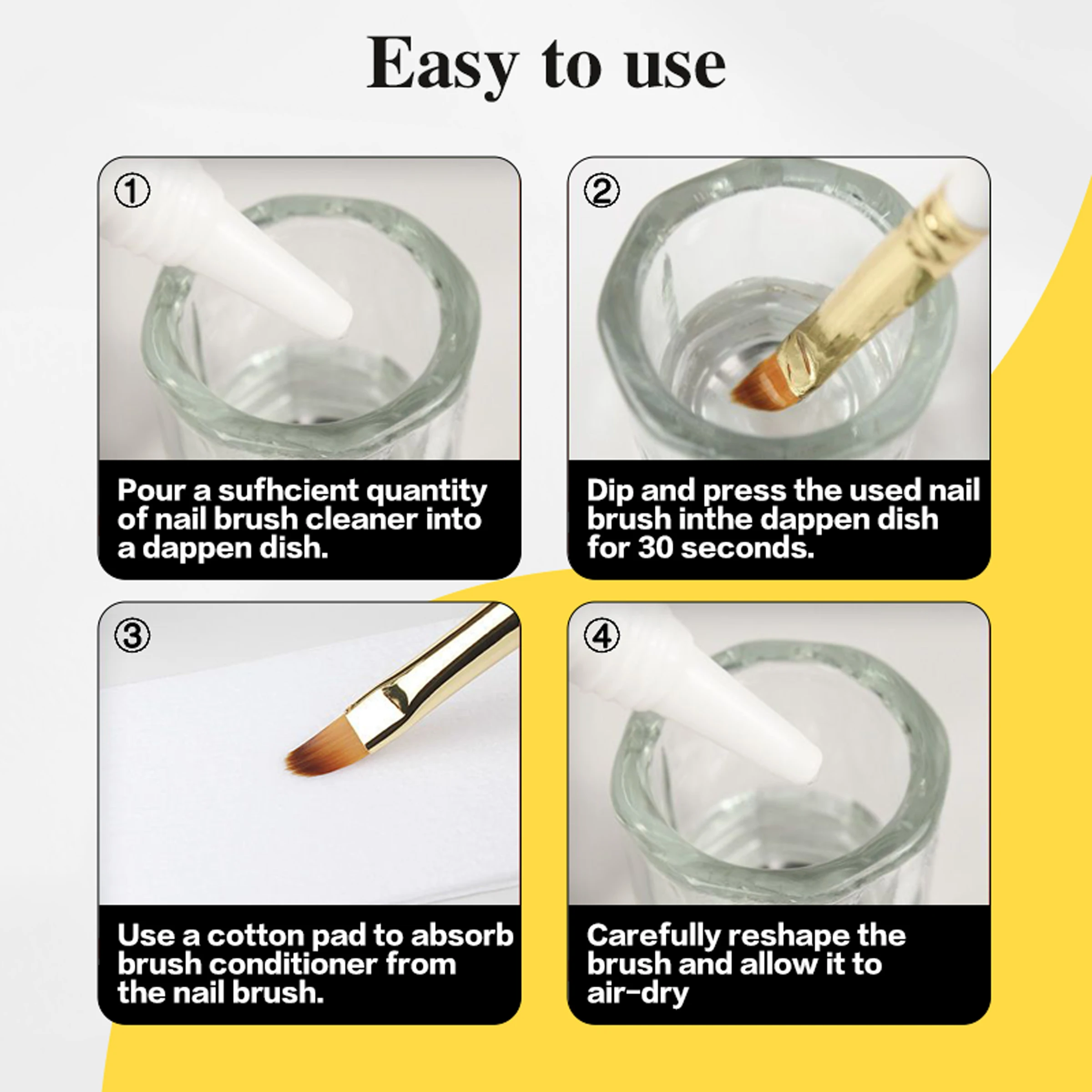 120ml nail art brush cleaner kit(Crystal cup+100 cotton sheets) Portable,ez Cleans fast with no residue. For nail art brush care