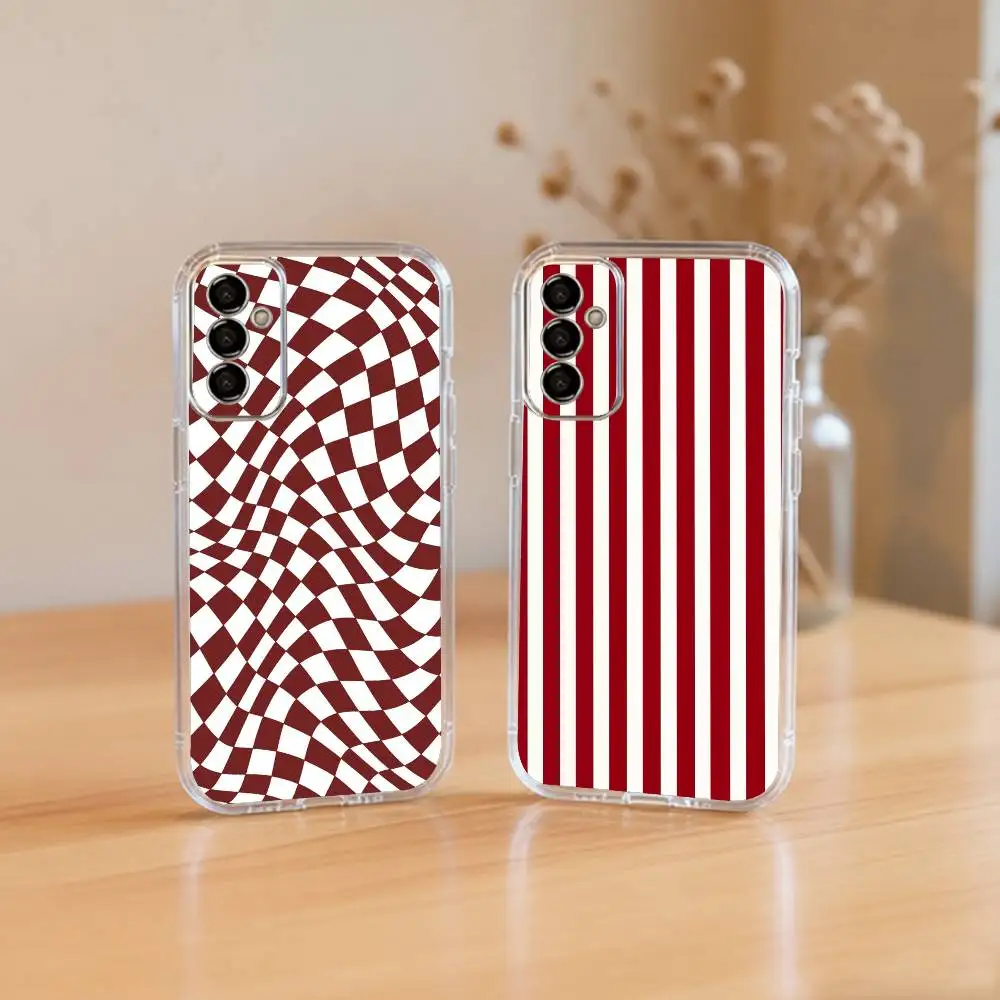 

Burgundy W-White Stripe pattern Phone Case Transparent Silicone Soft For SamsungA10,12,20,21S,30,31,40,50,51,52,70,71
