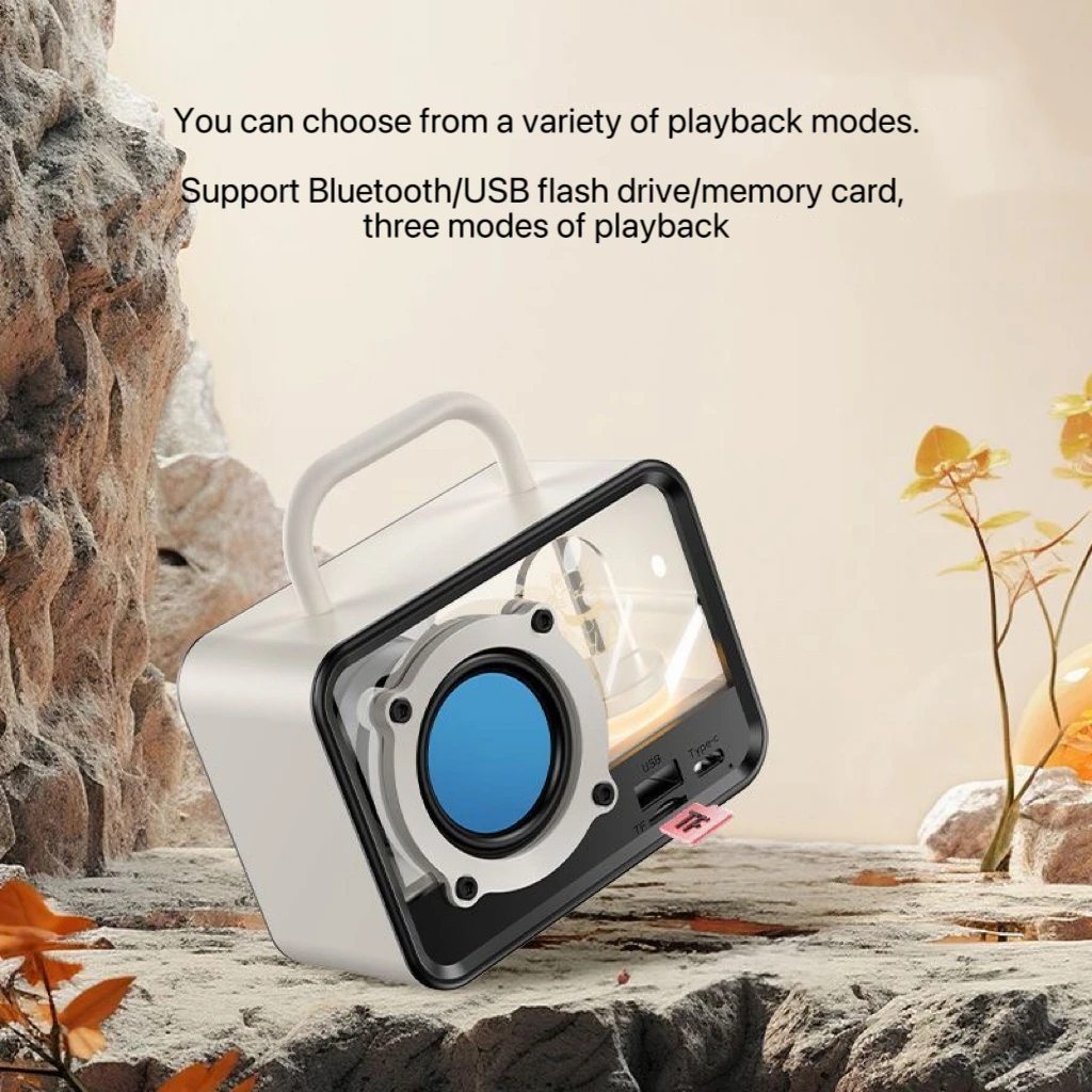 

Прозрачный Bluetooth-динамик в стиле ретро с глазурованной текстурой и вибрационной мембраной, сабвуфер, портативный беспроводной домашний мини-наружный сабвуфер