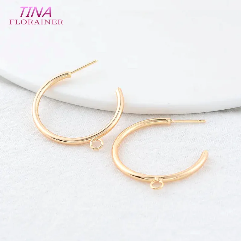 Boucles d'oreilles en forme de C en laiton pour documents en or 14 carats, goujons, bijoux de haute qualité, fournitures exécutives, accessoires de bricolage, 6 pièces, 29*32mm