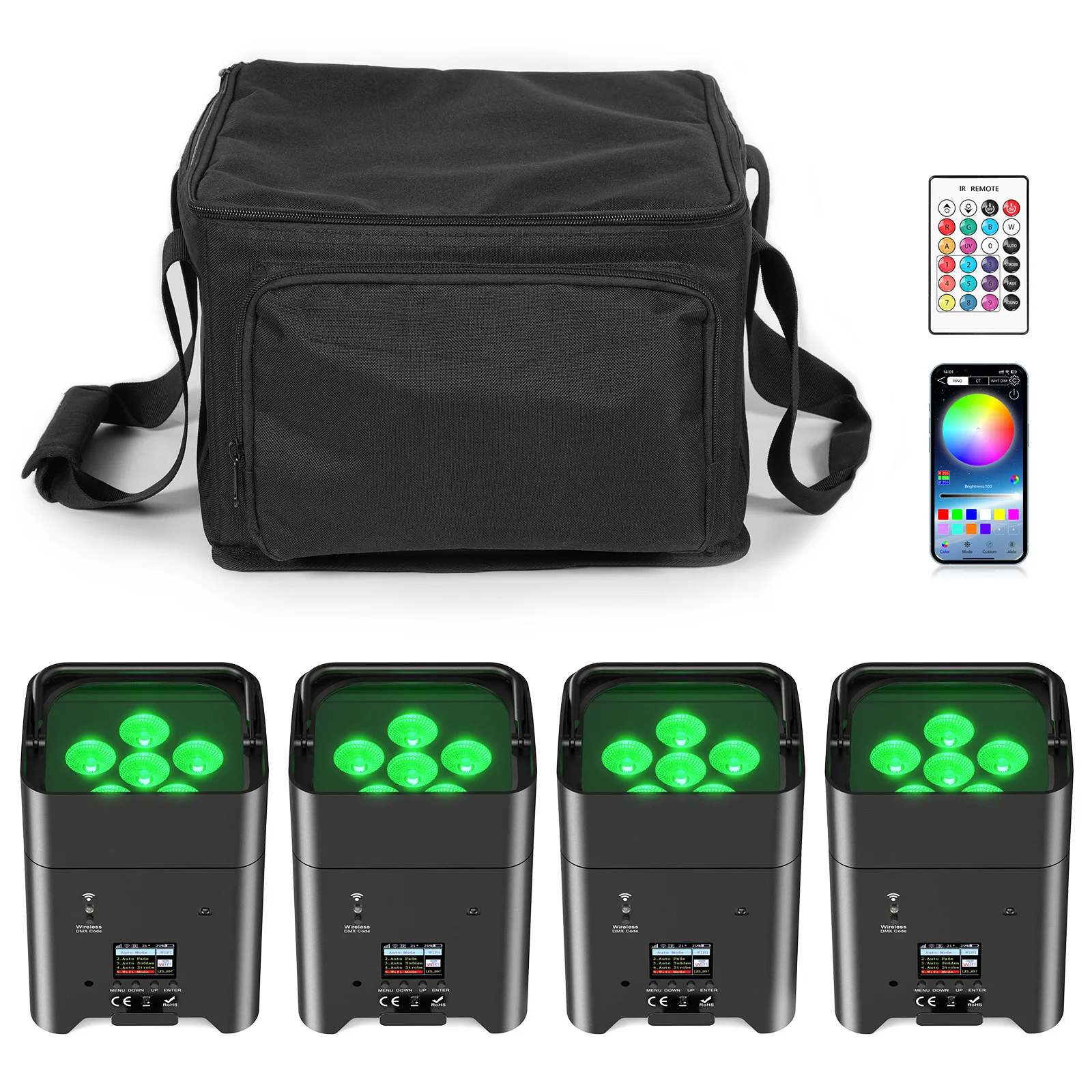Wifi Led Dimmer - U'King 4PCS 6x18W 6IN1 RGBAW+UV Par