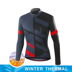 2024 Winter Thermal Fleece Cycling Jersey Men's Bicycle Clothing MTB Long Sleeve Warm Tops Road Bike Jacket Outdoor Sportswear
