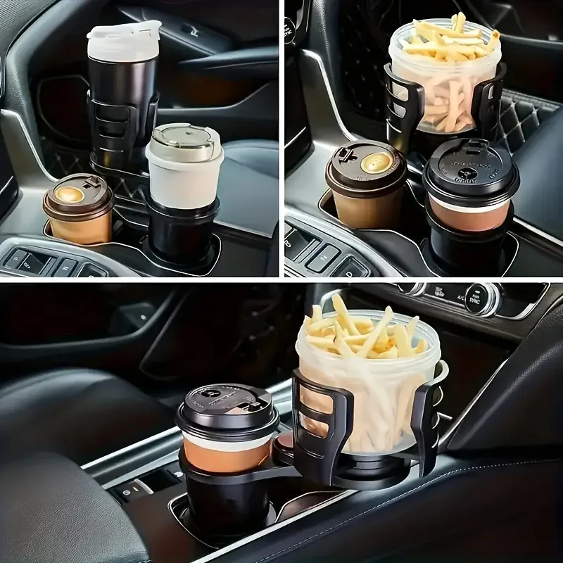 1PC Premium Car Cup Holder Expander - 360° Rotatable,  Dual Drink Holder, All-Purpose, Fit Most Cars, Durable Plastic Material