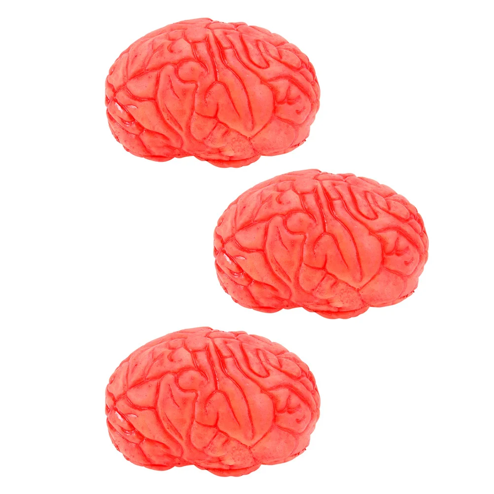 3 Pcs Simulated Brain Halloween Stage Prop Vinyl Decorative Human Party Supplies Prank Tabletop Decoration Vivid Realistic