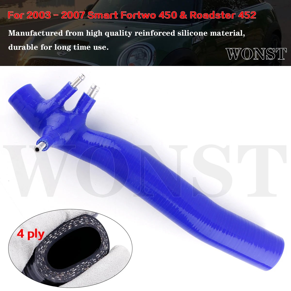 

4Ply Kit Set For 2003 2004 2005 2006 2007 Smart Fortwo 450 & Roadster 452 Car Tools Silicone Inlet Induction Turbo Pipe Hose