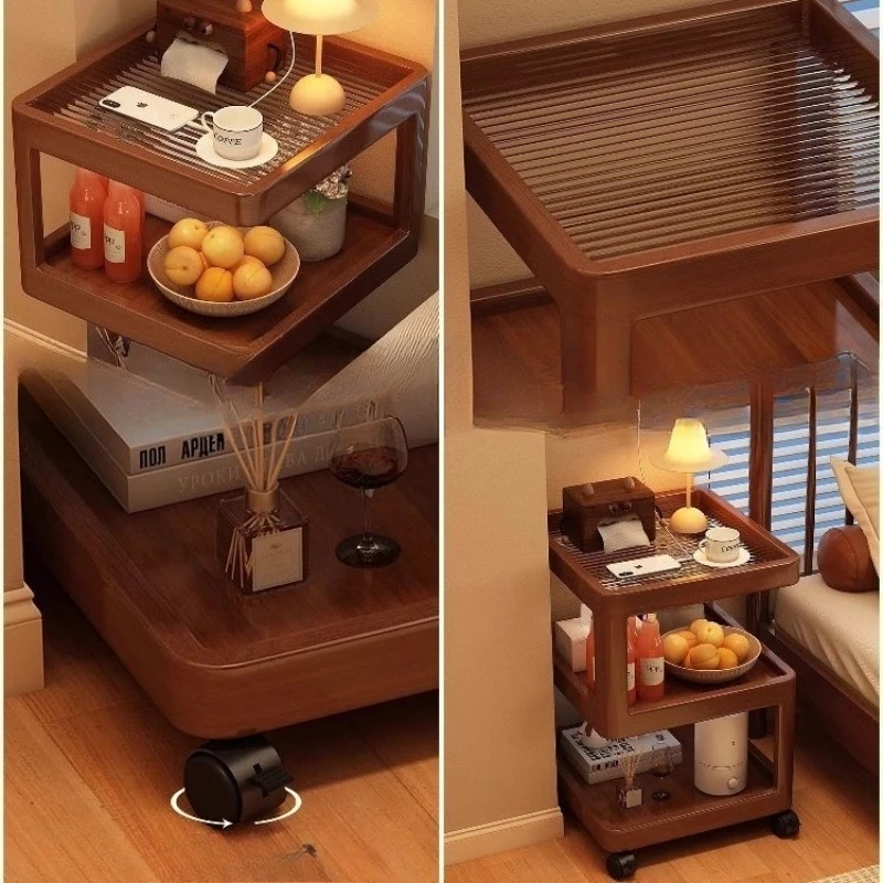 Modern Acrylic Nightstand, Transparent Small Side Table with 2-Tier Storage