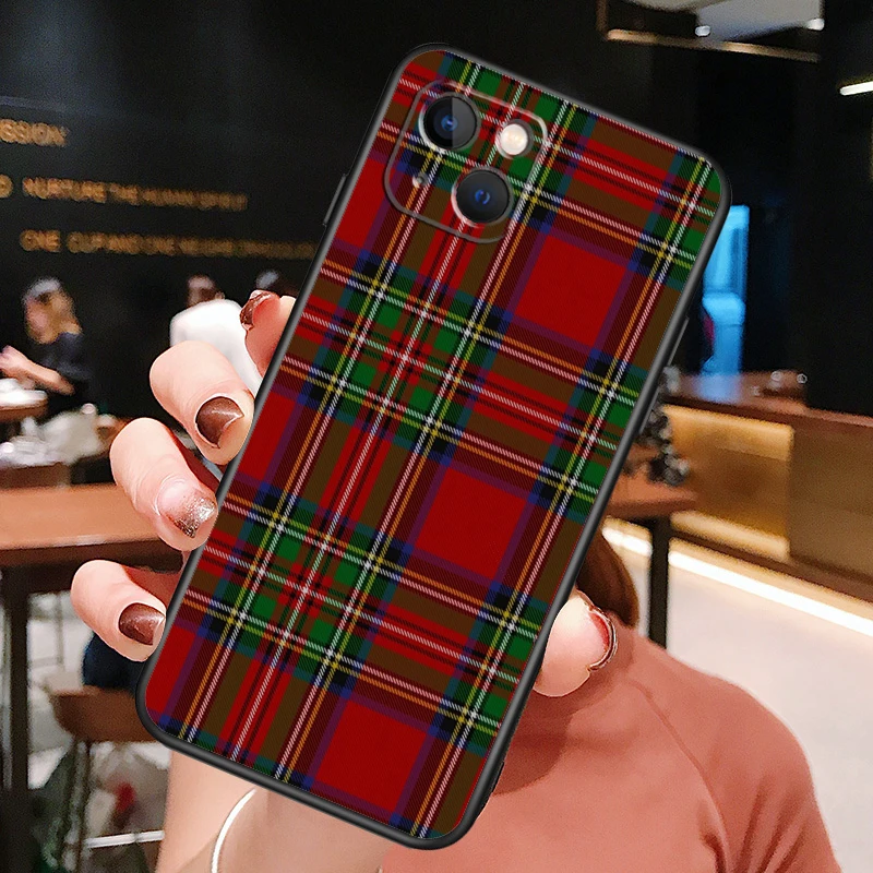 Clan Stewart Dress Tartan Plaid Phone Case For iPhone XR X XS Max 11 12 13 14 15 Pro Max 7 8 Plus SE 2020 2022 Back Cover