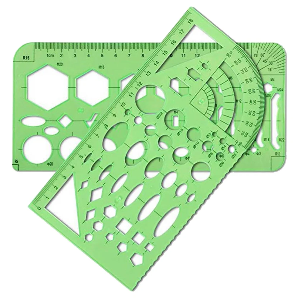 VO-6 Pcs Measuring Roller School Practical Measuring Multifunction Math Stencils Set