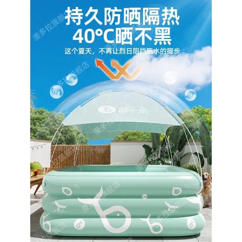 Thickened Square Inflatable Swimming Pool with Canopy Home Use Kids Water Play Pool Outdoor Ball Pit for Ocean Balls Full Size