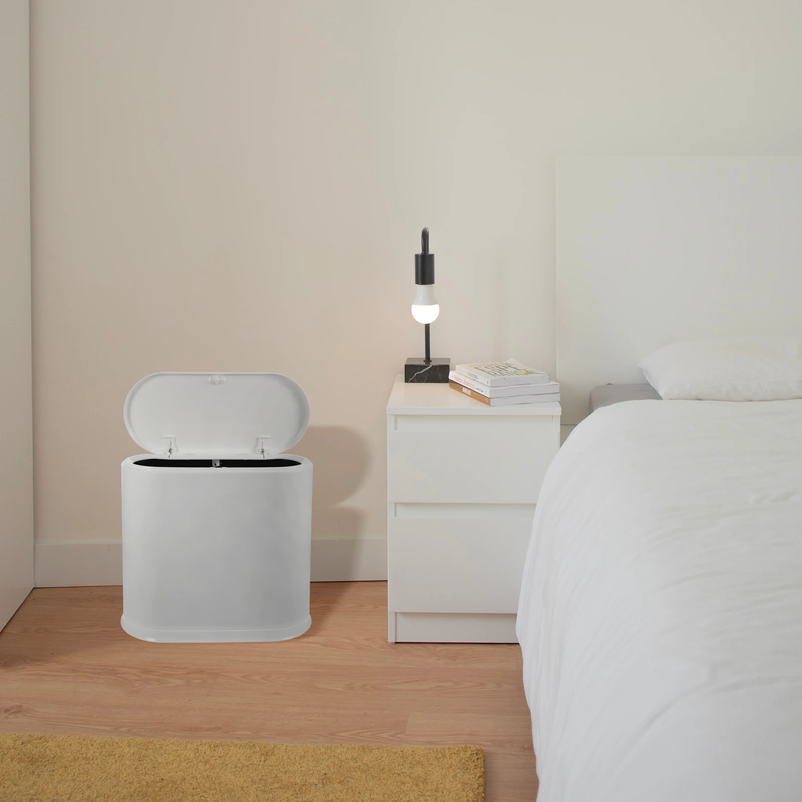 

Premium Rectangular Plastic Trash Can Narrow Garbage Bin Bathroom Bedroom Kitchen Office Slim Waste Container Pp