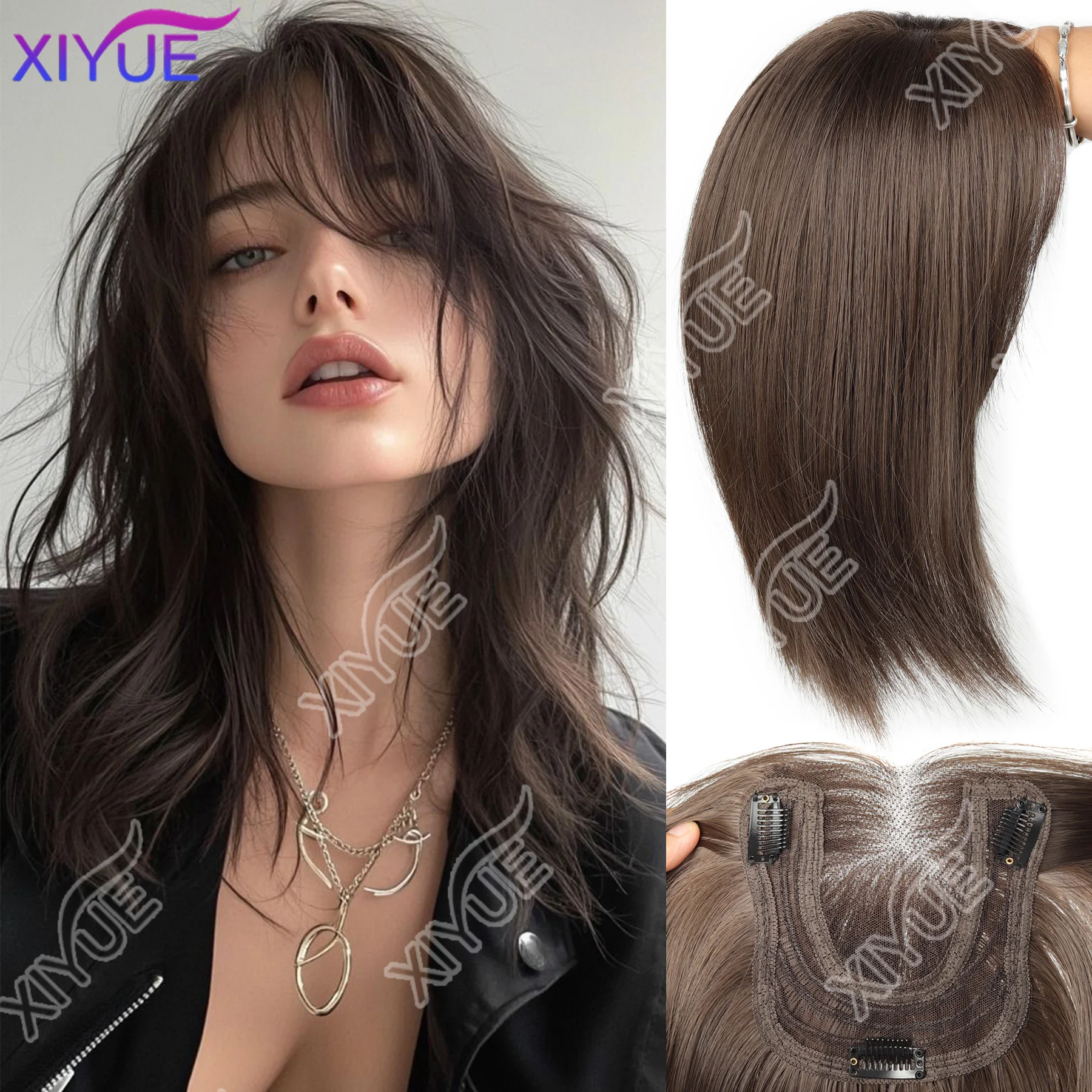 

XIYUE Full Head Set Wig Women's Large Curl Hair Extension High Quality Fiber Asian Style Wig Net Quantity Increase Elegant