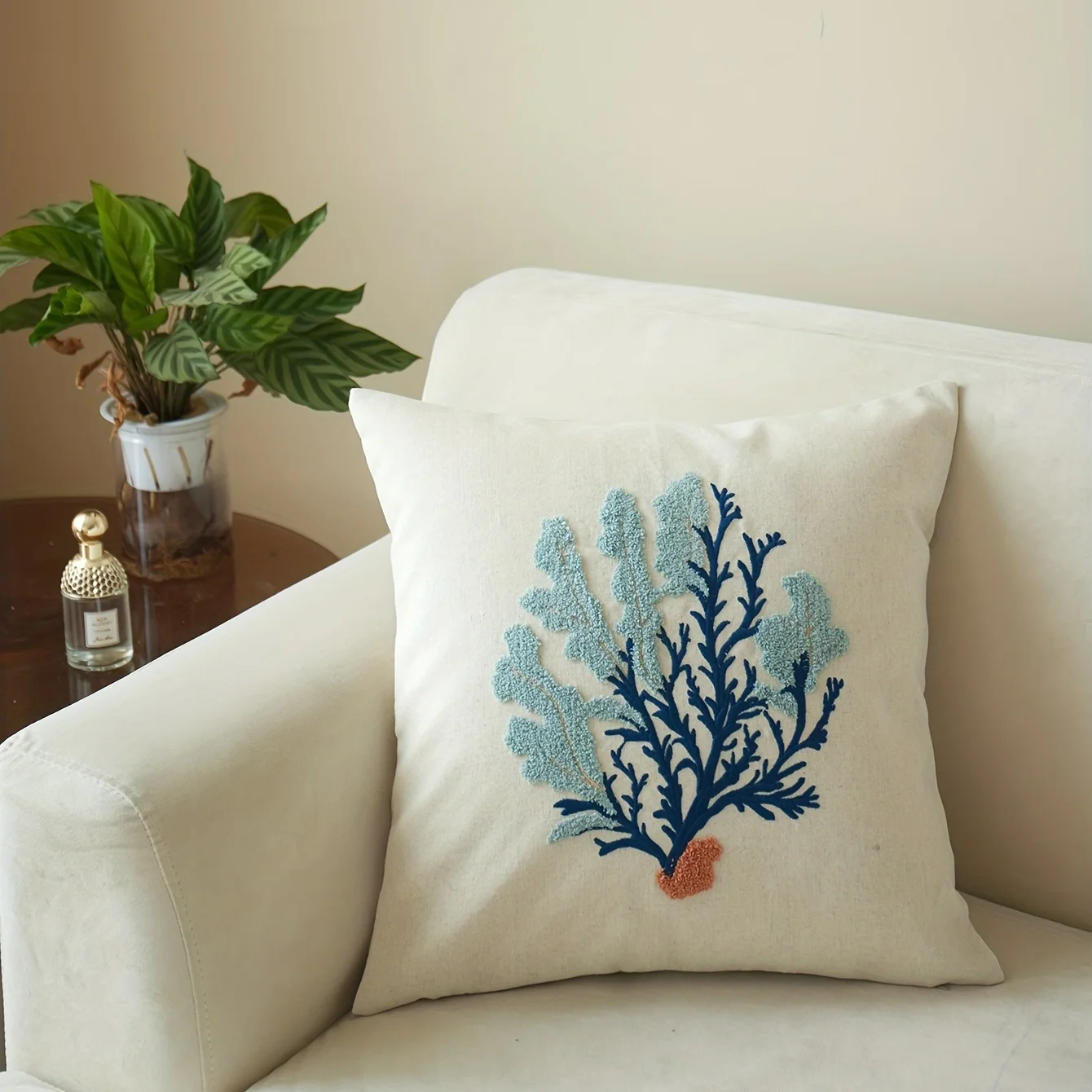 VIKAMA Marine Law Coral Shell Starfish Print Cushion Cover Living Room Sofa Cushion Cover Bedroom Bed Cushion Cover