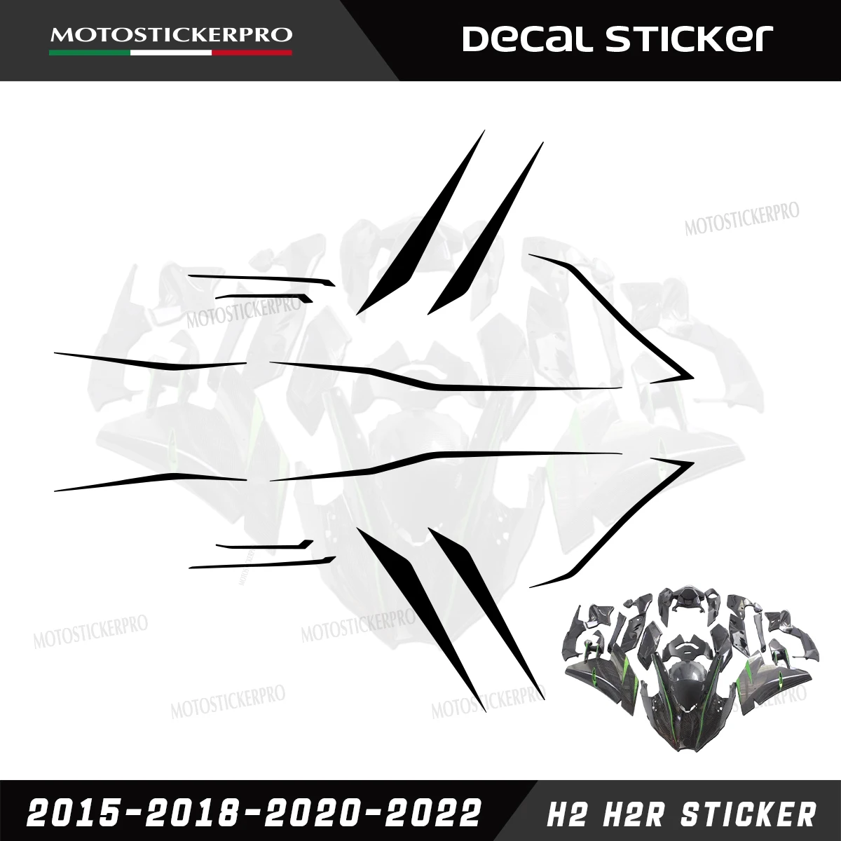

For Kawasaki Ninja H2 H2R 2015-2024 Motorcycle Line Sticker Body Fairing Stripes Decal Racing Styling Decor