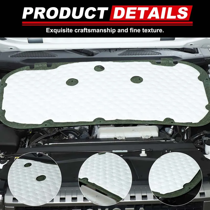 

Engine Hood Sound Pad Car Front Heat Insulation Cotton Covers Fireproof Interior for Toyota Land Cruiser 250 Prado LC250 2024+