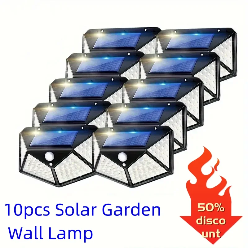 

10pcs Solar Interaction Wall Lamp Outdoor Four-sided Lighting With Motion Sensor Waterproof Sunlight For Yard Garden