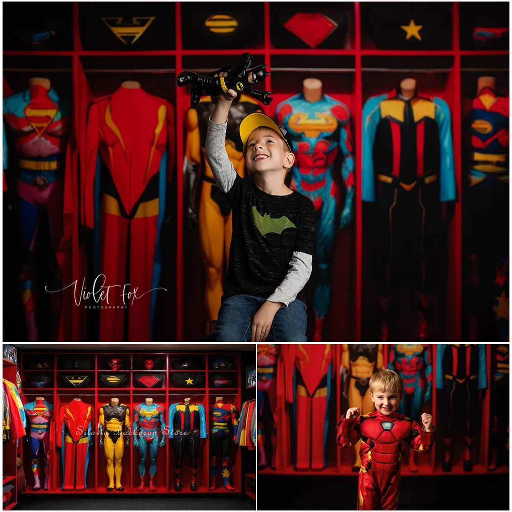 

Dress Like A Hero Photo Background Boy Birthday Cake Smash Photography Backdrop Kids Portrait Photo Studio Props