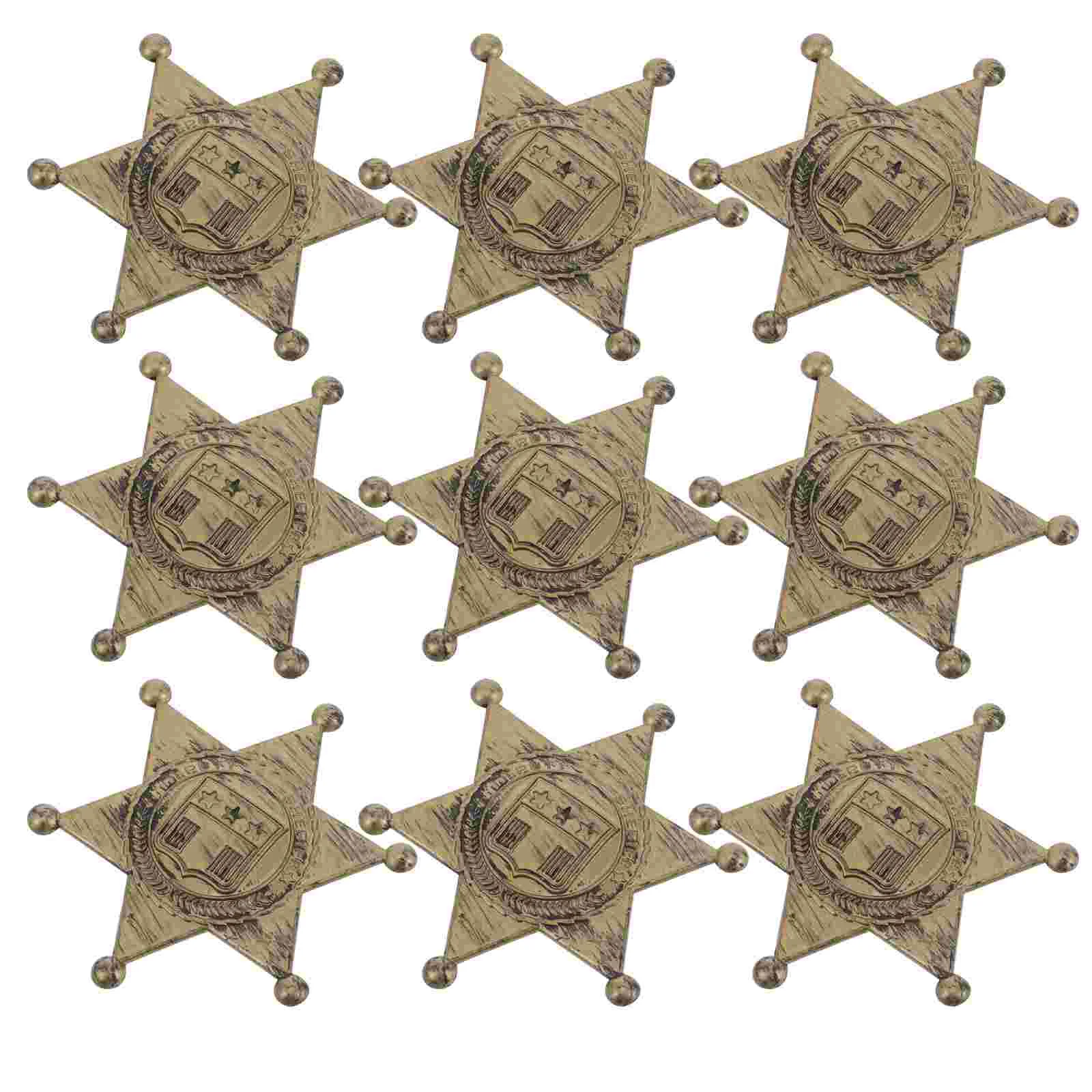 

10 Pcs Metal Badge Props Vintage Western Style Party Fake Cop Toy Exquisite Details Costumes Decorations Cowgirl Pin