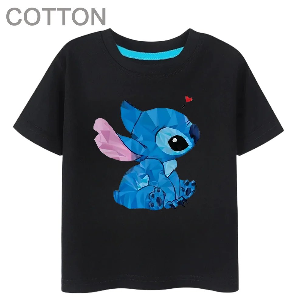 Mode Stich Anime Mädchen Jungen Baumwolle Sommer Kinder mehrere Cartoon T-Shirts Rundhals ausschnitt lässig Kurzarm Druck muster