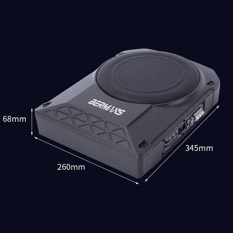 10-inch car active 1200W max 12V high-power subwoofer, ultra-thin body high-fidelity audio processor, under-seat subwoofer